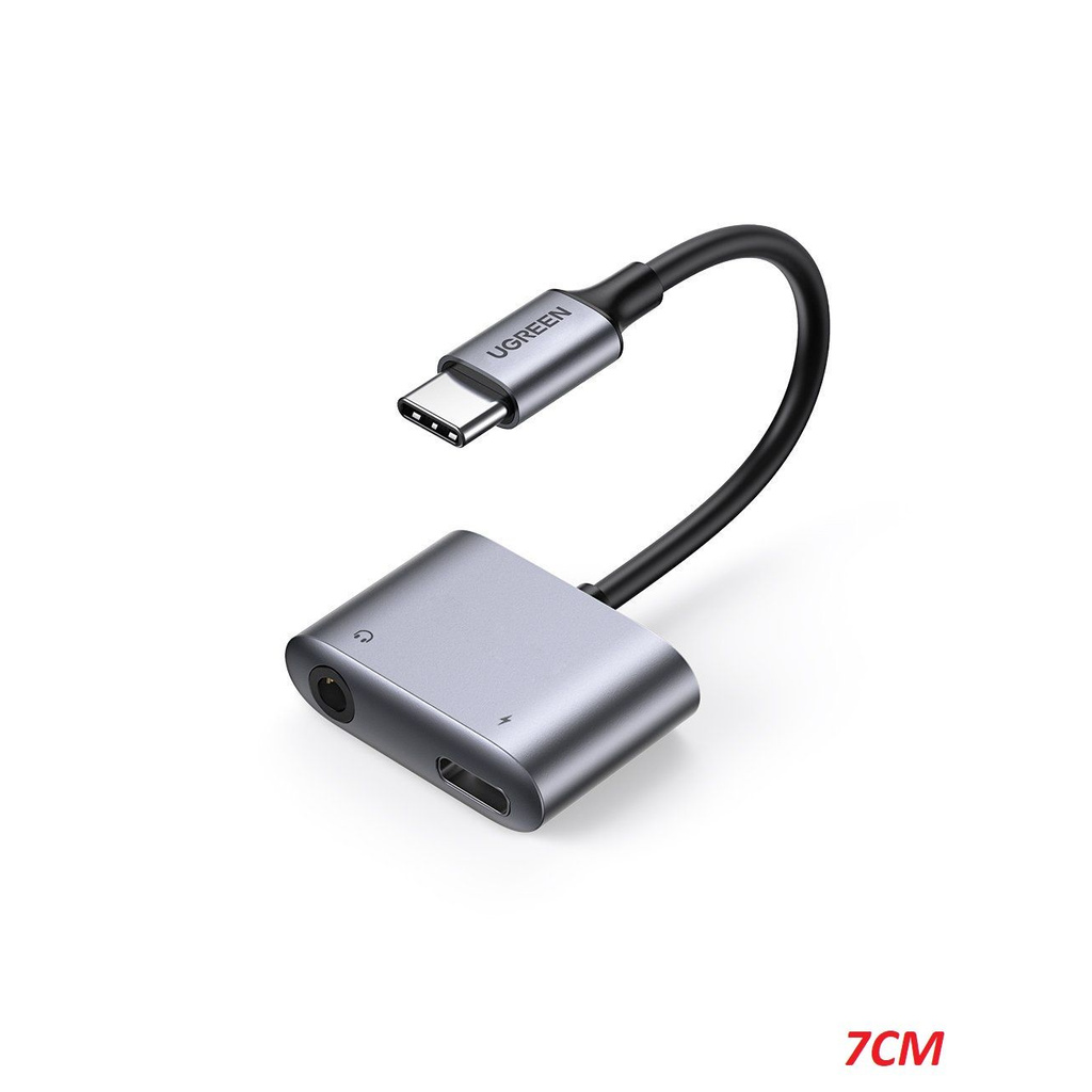 Ugreen 60164 7 ซม. อะแดปเตอร์ usb type c ถึง 3.5 มม. พร้อมชิปเซ็ตรองรับไฟ PD CM231