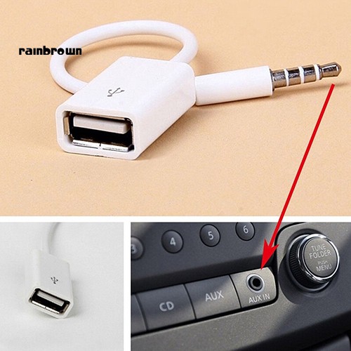 Rb_ สายเคเบิลแปลงเสียง MP3 3.5 มม. ตัวผู้ AUX เป็น USB 2.0 ตัวเมีย สําหรับรถยนต์
