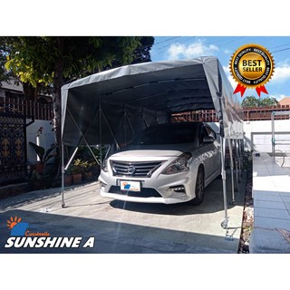 โรงจอดรถสำเร็จรูปพับเก็บได้ เต็นท์จอรถ CARSBRELLA รุ่น SUNSHINE A โครงสร้างโรงจอดรถสามารถ  ยืด หด และ พับ เก็บได้