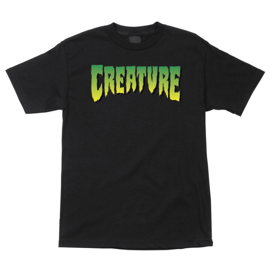 ใหม่ล่าสุด Creature Skateboard Regular Logo Tee เสื้อยืดแฟชั่น สีเขียว Creative Wear