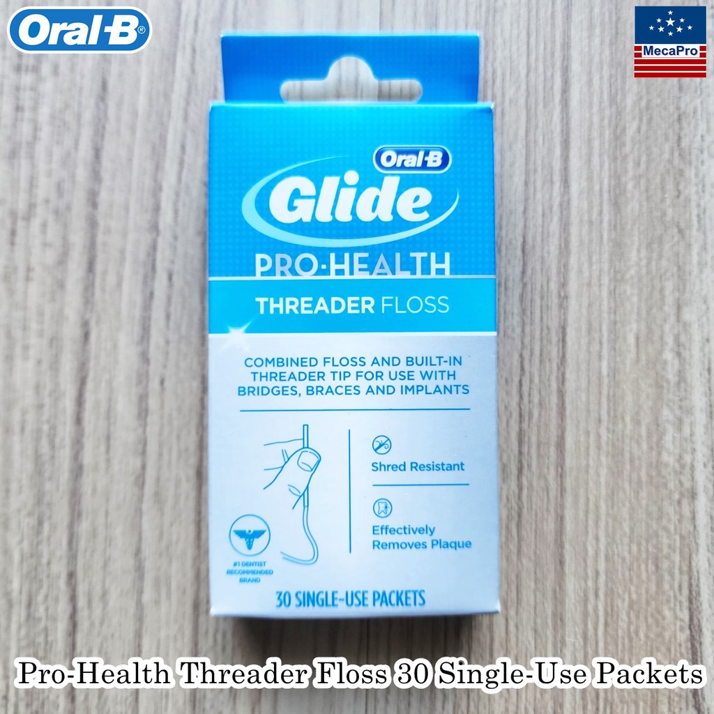 Oral-B® Pro-Health Threader Floss 30 Single-Use Packets ไหมขัดฟัน ออรัลบี ไกลด์ พร้อมปลายเกลียว