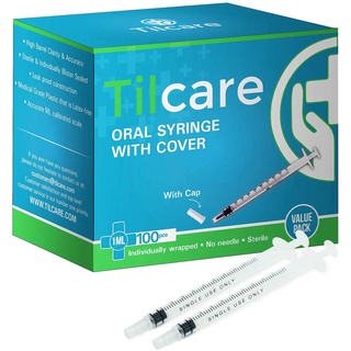 ไซริงค์ป้อนอาหาร / ป้อนยา Tilcare 1ml Oral Dispenser Syringe 1 กล่อง (100 ชิ้น) จากประเทศอเมริกา