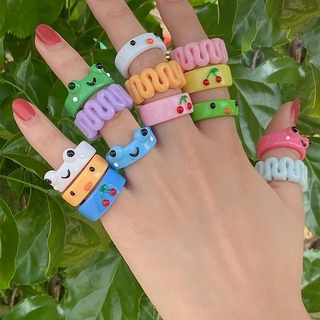 Fashion Simple  Cute Colorful Frog Rings For  Women And Men