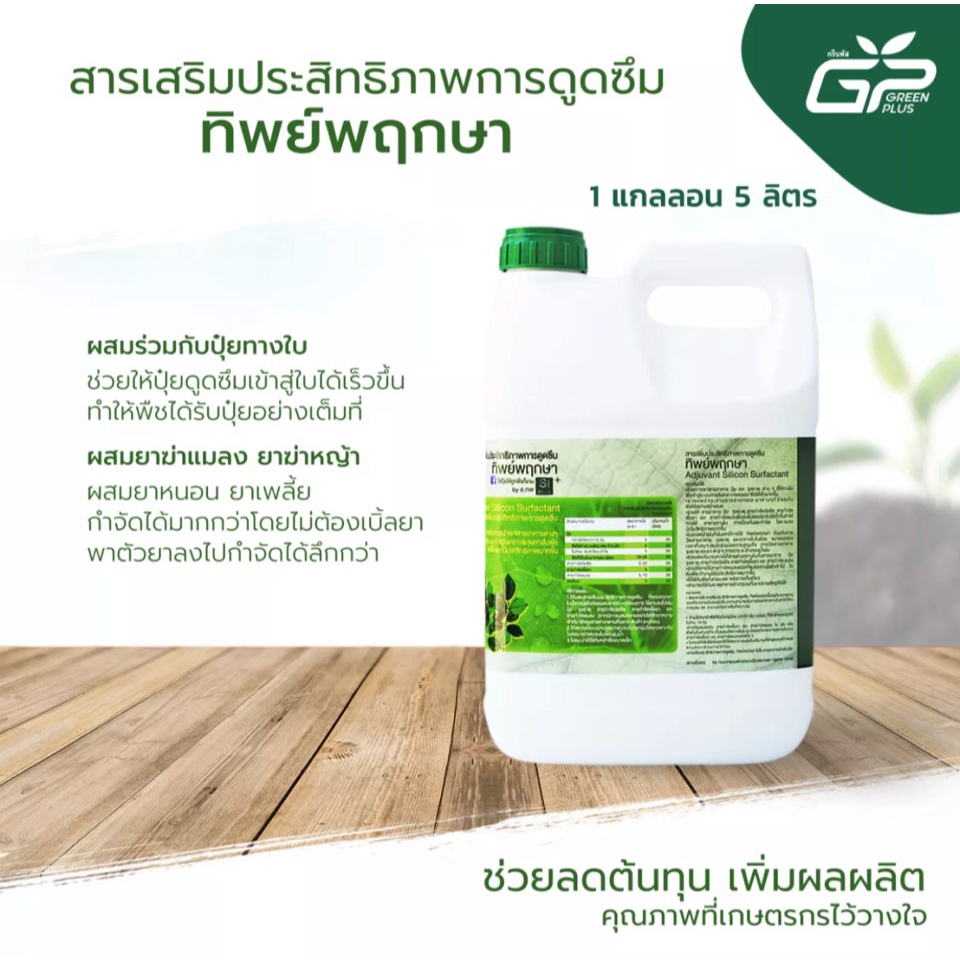 สารจับใบ ยาจับใบ จับใบ สารเสริมประสิทธิภาพการดูดซึมทิพย์พฤกษา *** ขนาดแกลลอน 5 ลิตร **