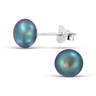 SILVER THAIต่างหูเงินแท้925 6mm 8mm Silver freshwater pearl stud earring เครื่องประดับเงินแท้ต่างหูมุกน้ำจืดสีเง