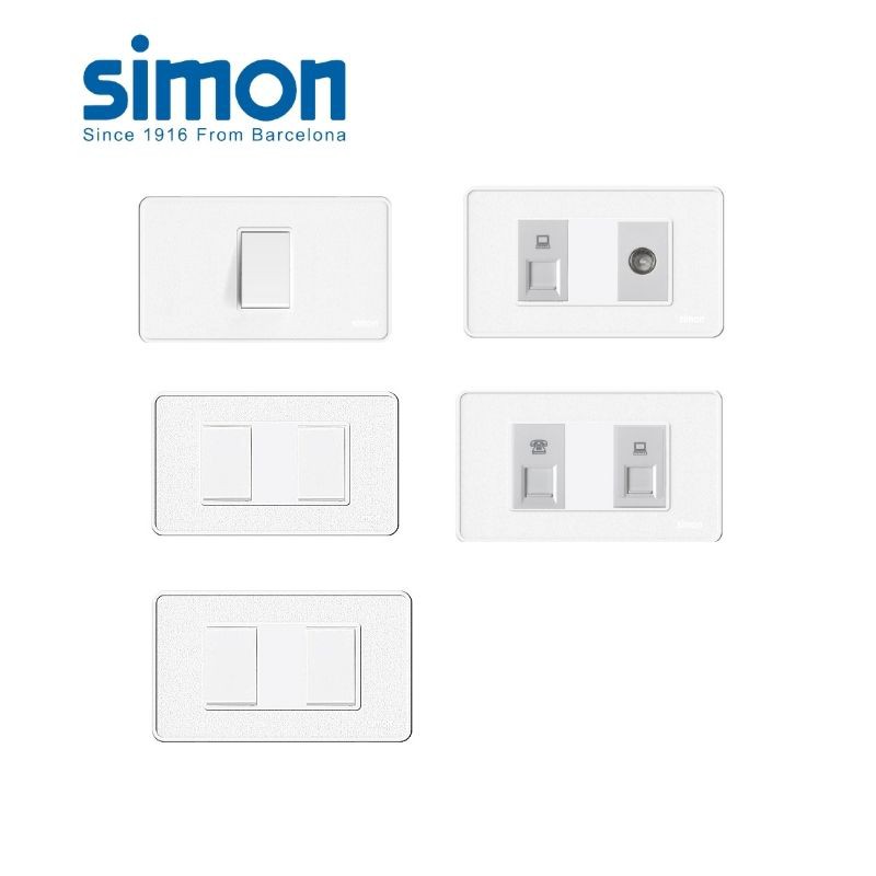 Simon ชุดสวิตซ์เปิดปิด ชุดปลั๊กไฟ พร้อมหน้ากาก ขั้วเดี่ยว ขั้วคู่ เต้ารับ สายแลน เต้ารับทีวี พร้อมใช้งาน (ประกัน2ปี) - Simonelectricstore - Thaipick