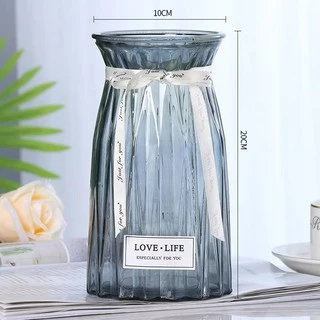 พร้อมส่ง［Becky home shop］แจกันดอกไม้ สีเทาแก้วโปร่งใสแจกันยุโรปห้องนั่งเล่นที่เรียบง่ายตกแต่งในสไตล์การจัดดอกไม้