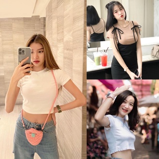 🌈MesubShop🌈 เสื้อครอป ครอปแขนสั้น น่ารักมากกก ผ้าดีเว่อร์ๆๆจ้า HiSo มากค่ารุ่นนี้ รุ่น ครอปแขนสั้น 45