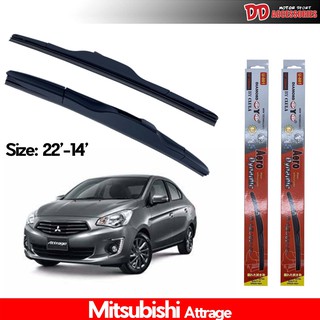 ที่ปัดน้ำฝน ใบปัดน้ำฝน ซิลิโคน ตรงรุ่น Mitsubishi Attrage ไซส์ 22-14 ยี่ห้อ Diamond กล่องแดง