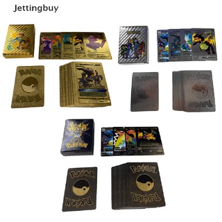 [Jettingbuy] กล่องฟอยล์สีทอง รูปโปเกม่อน สําหรับเก็บการ์ดเกม 54 ชิ้น