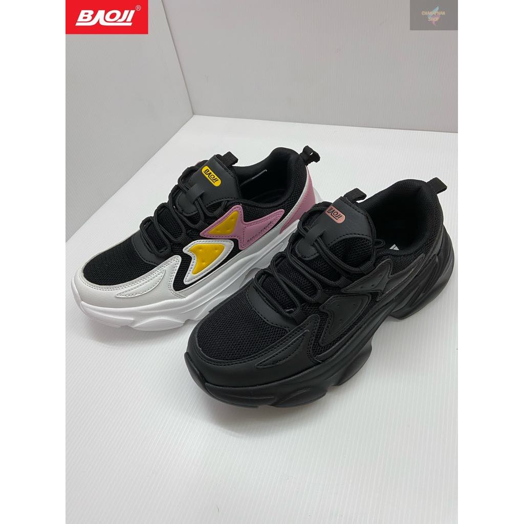 BAOJI ของแท้ 100% รองเท้าผ้าใบหญิง รองเท้าวิ่ง รุ่น BJW629 สีดำขาว/สีดำ SIZE 37-41