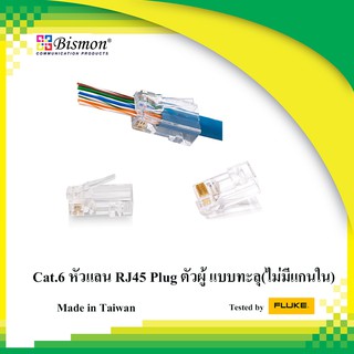 หัวแลน Lan Cat6 หัวแลนแบบทะลุ RJ45 Plug 8P8C (10 หัว/ถุง ) (BISMON)