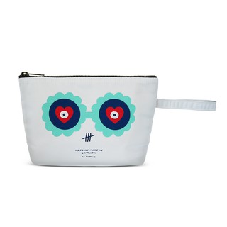 Pin wendy pouch กระเป๋าใส่ของจุกจิกมีสายคล้องแขนสีขาวเทา