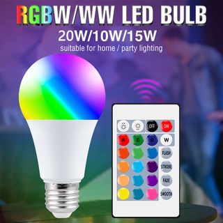 หลอดไฟ E27 RGB 220V 110V 10W 15W 20W เปลี่ยนสีได้ สําหรับตกแต่งบรรยากาศ