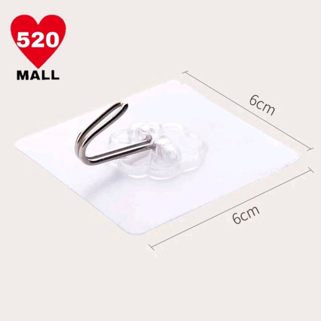 520 Mall ตะขอ ตะขอแปะผนัง ตะขอแขวน ตะขอติดผนัง ตะขอกาวติดผนัง ตะขอแขวนติดผนัง ตะขอติดผนังแบบใส Wall 