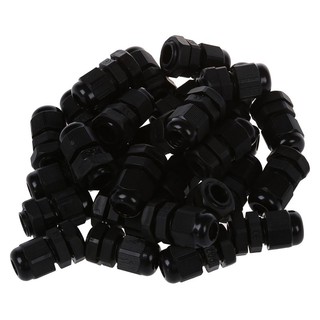 30 Pcs PG7 Waterproof Connector Gland Black for 4-7mm Diameter Cable