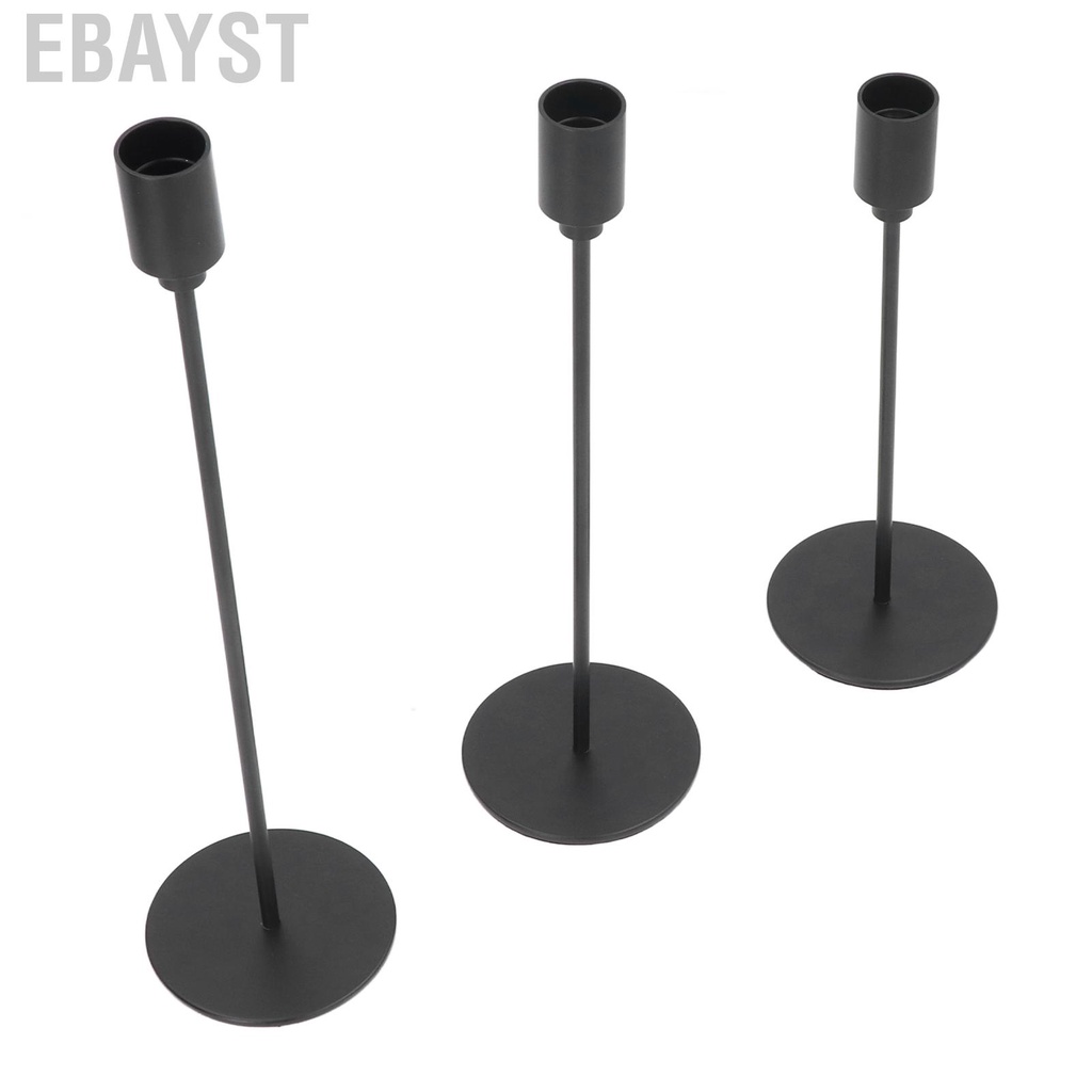 Ebayst 3 Sets Black Candlestick Holders Matte Metal Wrought Iron