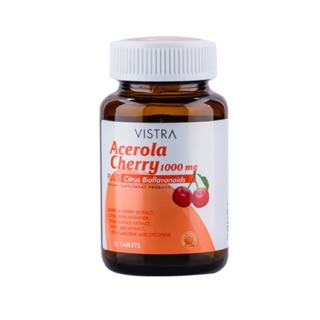 Vistra Acerola Cherry 1000mg วิสทร้า อะเซโรล่า เชอร์รี่ 1000มก. 45/100 เม็ด