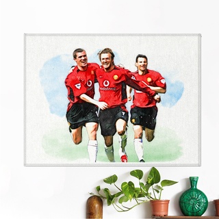 โปสเตอร์ ผ้าแคนวาส Roy Keane+David Beckham+Ryan Giggs Manchester United ตำนาน นักฟุตบอล แมนยู แมนเชสเตอร์ยูไนเต็ด