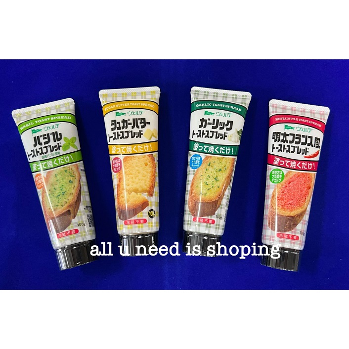 Kewpie Aohata Toast Spread เนยทาขนมปังรสใหม่ กุ้งกระเทียม / รสกระเทียม/ Mentai / Chocolate / ซอสพิซซ