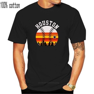 เสื้อผ้าผชเสื้อยืดแขนสั้น พิมพ์ลายทาง Houston Baseball Throwback สไตล์เรโทร สําหรับผู้ชายS-5XL