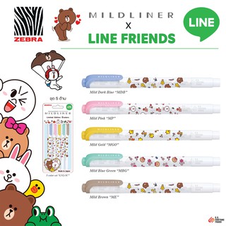 ปากกาเน้นข้อความ ปากกาไฮไลท์ Zebra Mildliner x LINE FRIENDS โทนพาสเทล