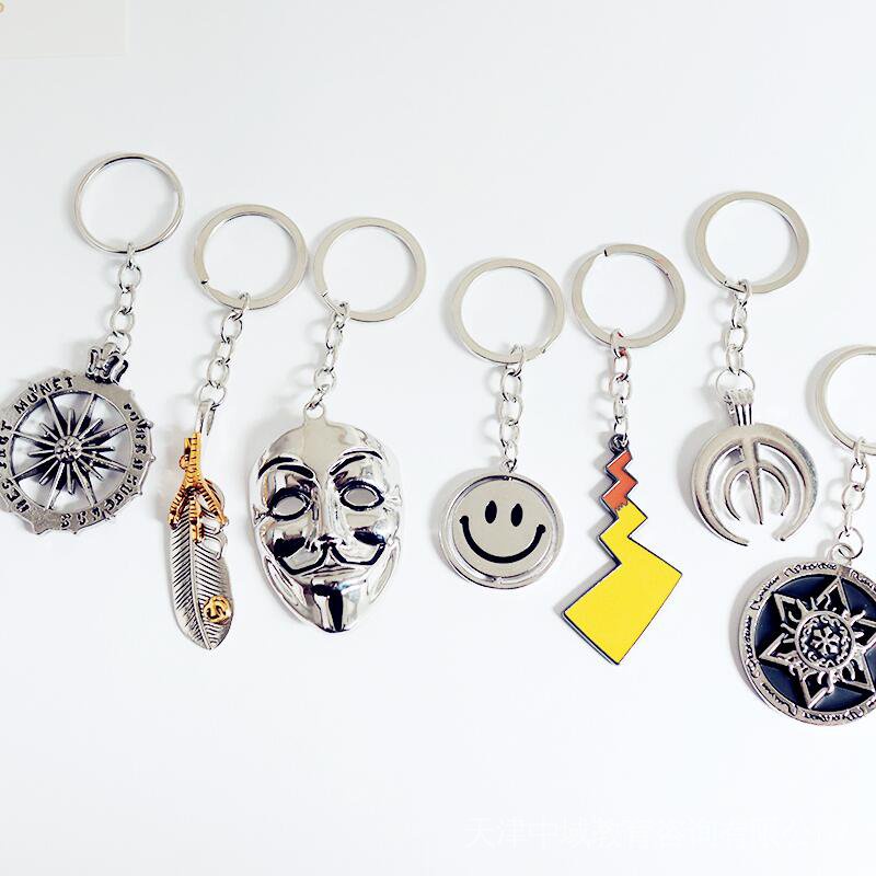 Ins Card Tail Street Wear พวงกุญแจคู่กระเป๋านักเรียนจี้ขนาดเล็กสีดําเข้มผู้ชายผู้หญิงวงกลมโซ่ P0PJ