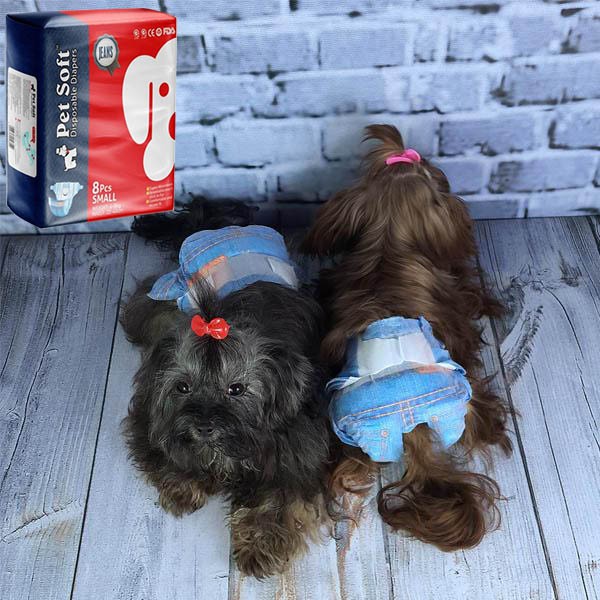 ขายส่ง ผ้าอ้อมสุนัข เพศเมีย Petsoft ลายยีนส์ แพมเพิสสัตว์เลี้ยง เกรดดี