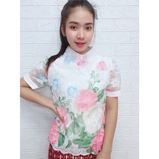 เสื้อผ้าแก้วลูกไม้สีขาวสาวอวบมีซับใน เสื้อลูกไม้ผู้หญิงสวยๆ เสื้อลูกไม้แฟชั่นผู้หญิงราคาถูก เสื้อแฟชั่นผู้หญิงน่ารักๆ