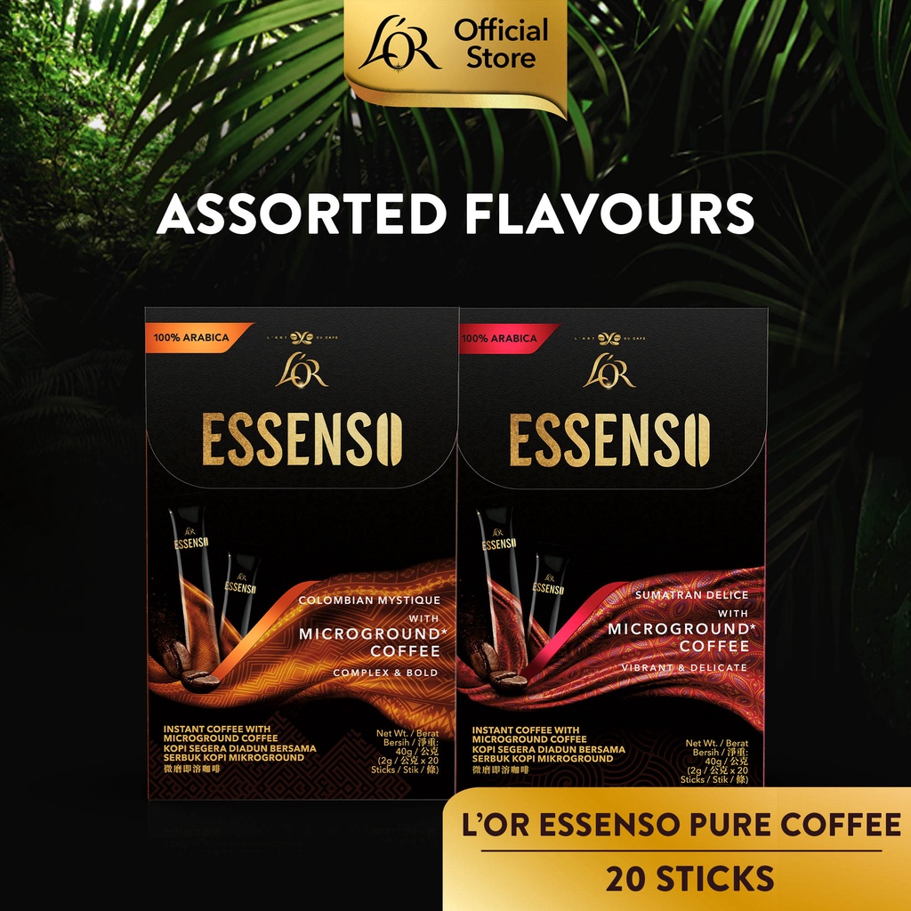 L'OR ESSENSO Microground Instant Pure กาแฟสายแคมป์ ไมโครกราวด์ Coffee, 20 ซองโคลัมเบีย สุมาตรา