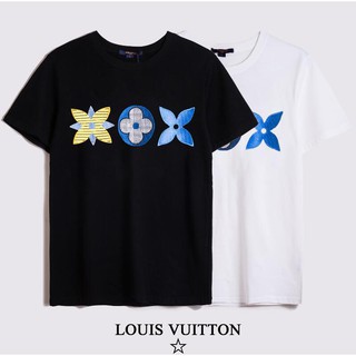 【hot sale】เสื้อยืดแขนสั้นผ้าฝ้ายปักลาย Lv