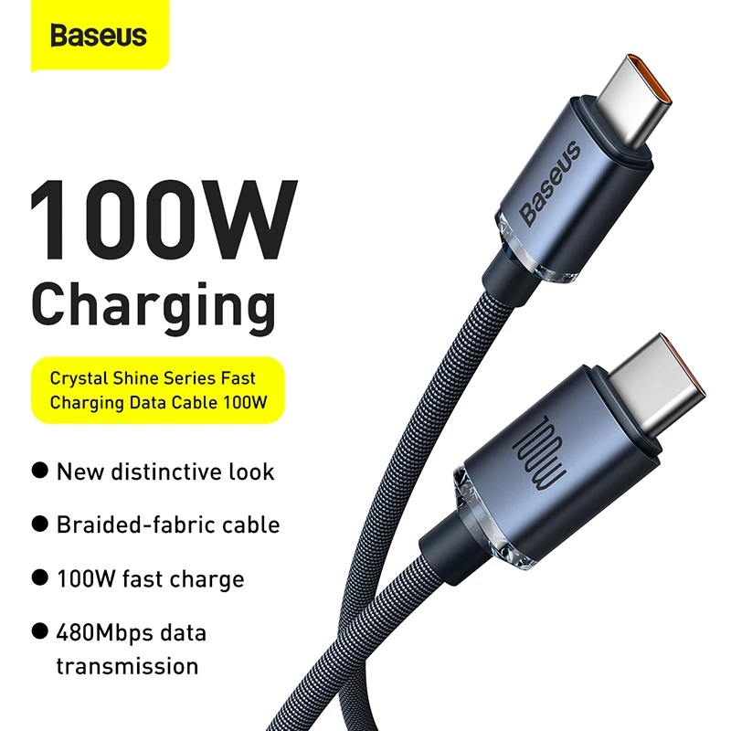 Baseus สายชาร์จไว 100W Type-C สายชาร์จ type c ชาร์จเร็ว สายชาร์จเร็วไอโฟน สายชาร์จเร็ว huawei Type-C ไม่รองรับ ios