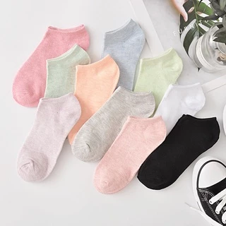 GIANTSHOP ถุงเท้าข้อสั้น ถุงเท้าสีพื้น 10 สี