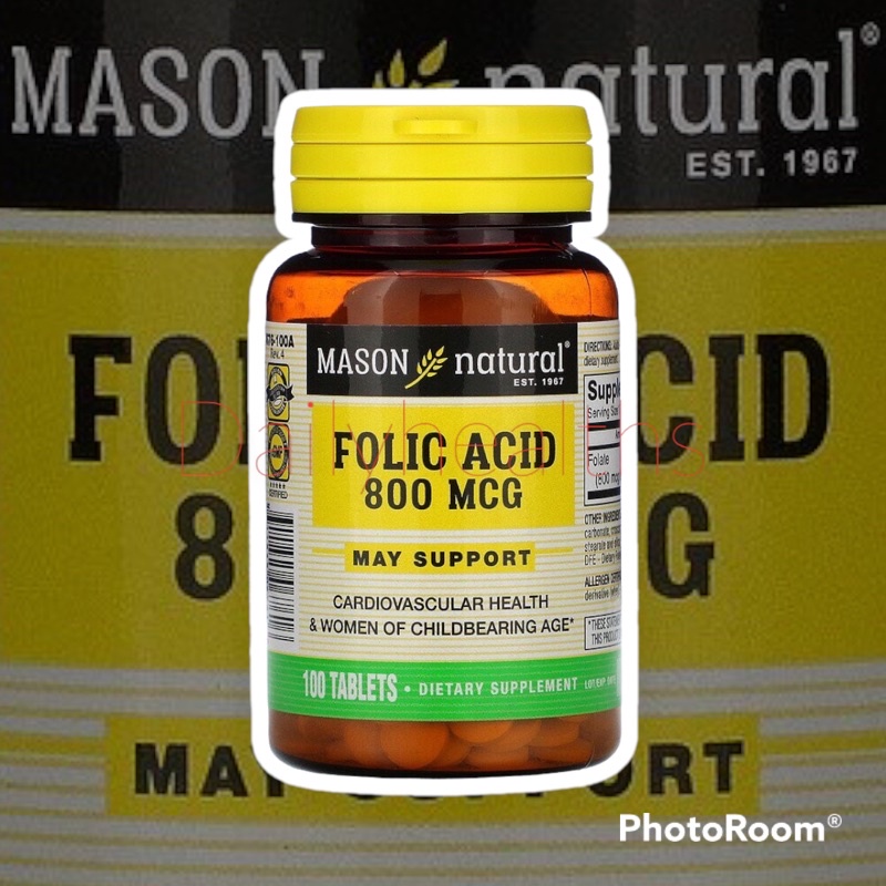 แท้จาก อมเริกา -- folic Acid 800 mcg 100 เม็ด ฟอริก เอซิด บำรุงสร้างเม็ดเลือดแดง