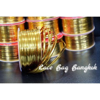 ลวดทอง ลวดมัดปากถุงสีทอง ริบบิ้นลวดทอง ลวดผูกริบบิ้น ลวดบิด DIY  เกรด A ขนาด 4 มล.  ม้วนละ 100 หลา By Lace Bag Bangkok