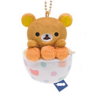 แท้ 100% จากญี่ปุ่น พวงกุญแจ ซานเอ็กซ์ รีลัคคุมะ San-X Rilakkuma Dumplings And Rice Bowl Stuffed Plush Doll Ball Chain