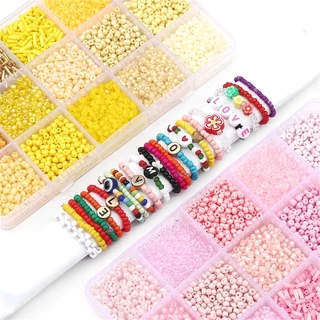 NCCGlass Seed ลูกปัดชุดกล่อง DIY สร้อยข้อมือสร้อยคอ Rainbow เช็ก Charm คริสตัลลูกปัดสําหรับเครื่องประดับทํา Handmade อุปกรณ์เสริม