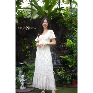 เดรสยาวลายดอก Katheryne dress (ครีม)