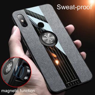 Fashion Woven Cloth Casing Xiaomi Mi Max 3 2 Soft TPU Cover Xiomi Mi Max3 Max2 Magnetic Car Ring Holder Back Case