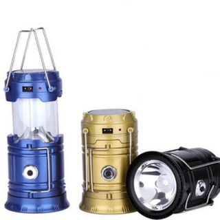 Rechargeable Camping Lantern ตะเกียง LED 1W 6LED พลังงานแสงอาทิตย์ ไฟฉายLED+ที่ชาร์จมือถือฉุกเฉิน AGM