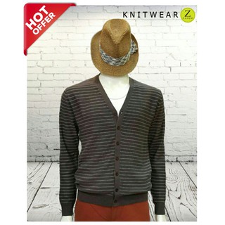 Knitwear Zasum🔸Cardigan stripe เสื้อคลุมคาร์ดิแกน🔸ลายริ้ว น้ำตาล 🌳ถักทอด้วยCotton100%