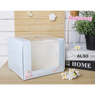 Boxjourney กล่องเค้ก 1 ปอนด์ หน้าต่างวีเชฟ ขนาด 20.5x20.5x16 ซม. (10 ใบ/แพค) กล่องขนม เค้กใส่เค้ก