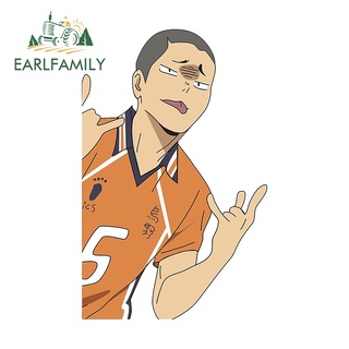 Earlfamily สติกเกอร์ Tanaka Silly Haikyuu Peeker 13 ซม. x 8.3 ซม. กันน้ํา กันแดด สําหรับติดตกแต่งหน้าต่างรถยนต์