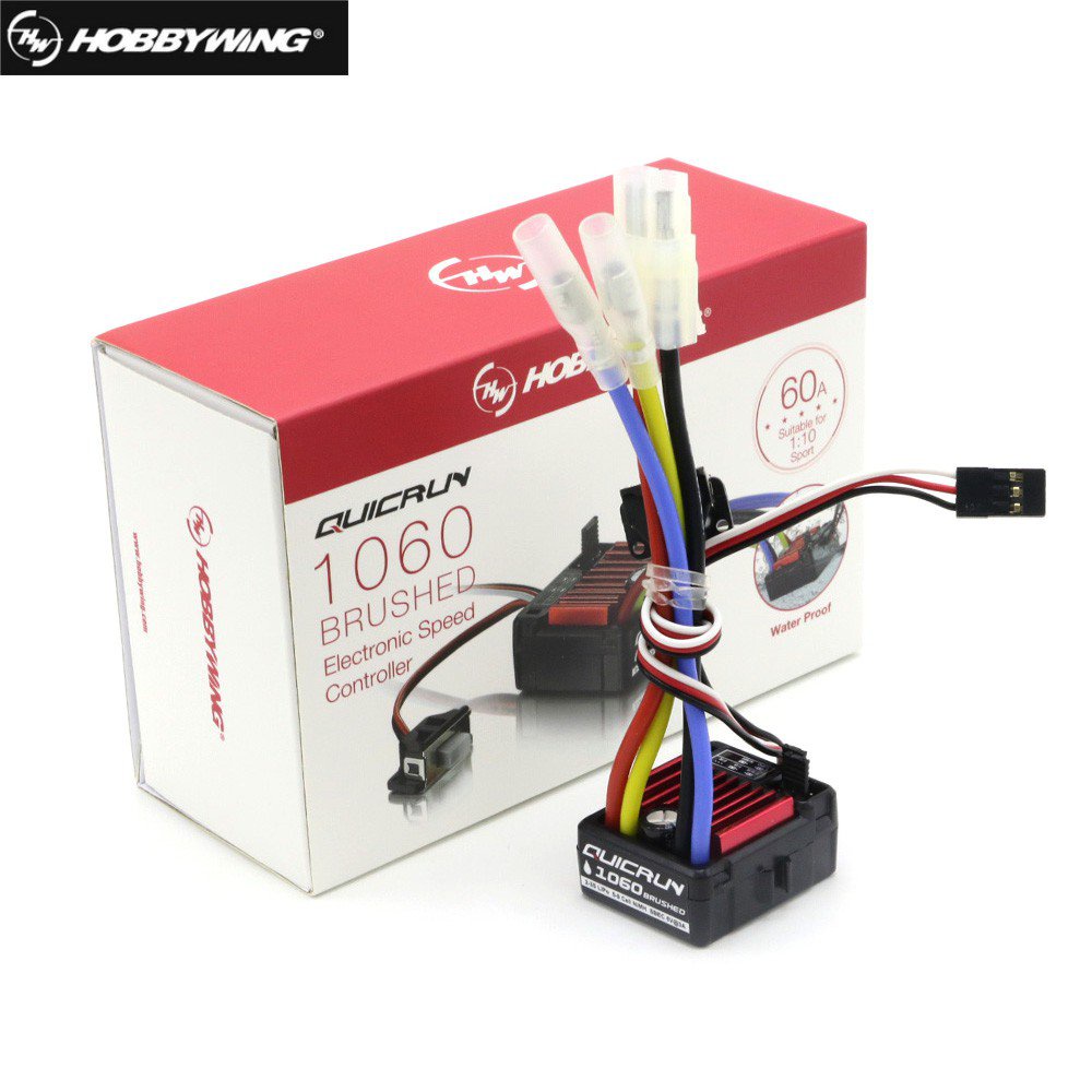 100% Original HobbyWing QuicRun 1060 60A Brushed Electronic Speed Controller ESC For 1:10 RC Car Waterproof eNZf