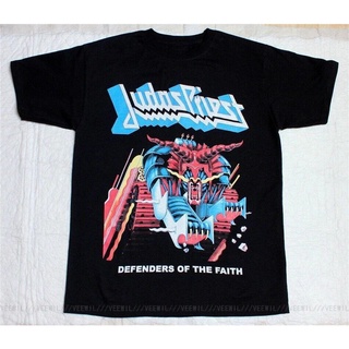 2022ใหม่ T เสื้อ JUDAS PRIEST DEFENDERS OF THE FAITH84 SHORTLONG ใหม่สีดำเสื้อยืด Street เสื้อ T Plus ขนาด4XL 5XL 6XL