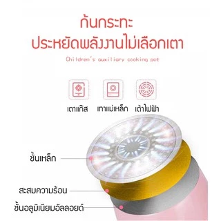 กระทะน่ารักๆ หม้ออาหารเสริม ไม่ติดหม้อซุป หม้อบะหมี่กึ่งสำเร็จรูป นมร้อนหม้อเล็ก หม้อ ชุด 2 ใบ หม้อ +ชาม ไซส์ 16CM