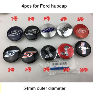 ฝาครอบดุมล้อรถยนต์ 54 มม. สําหรับ FORD Wheel Wheel ST Mustang Cobra 4 ชิ้น