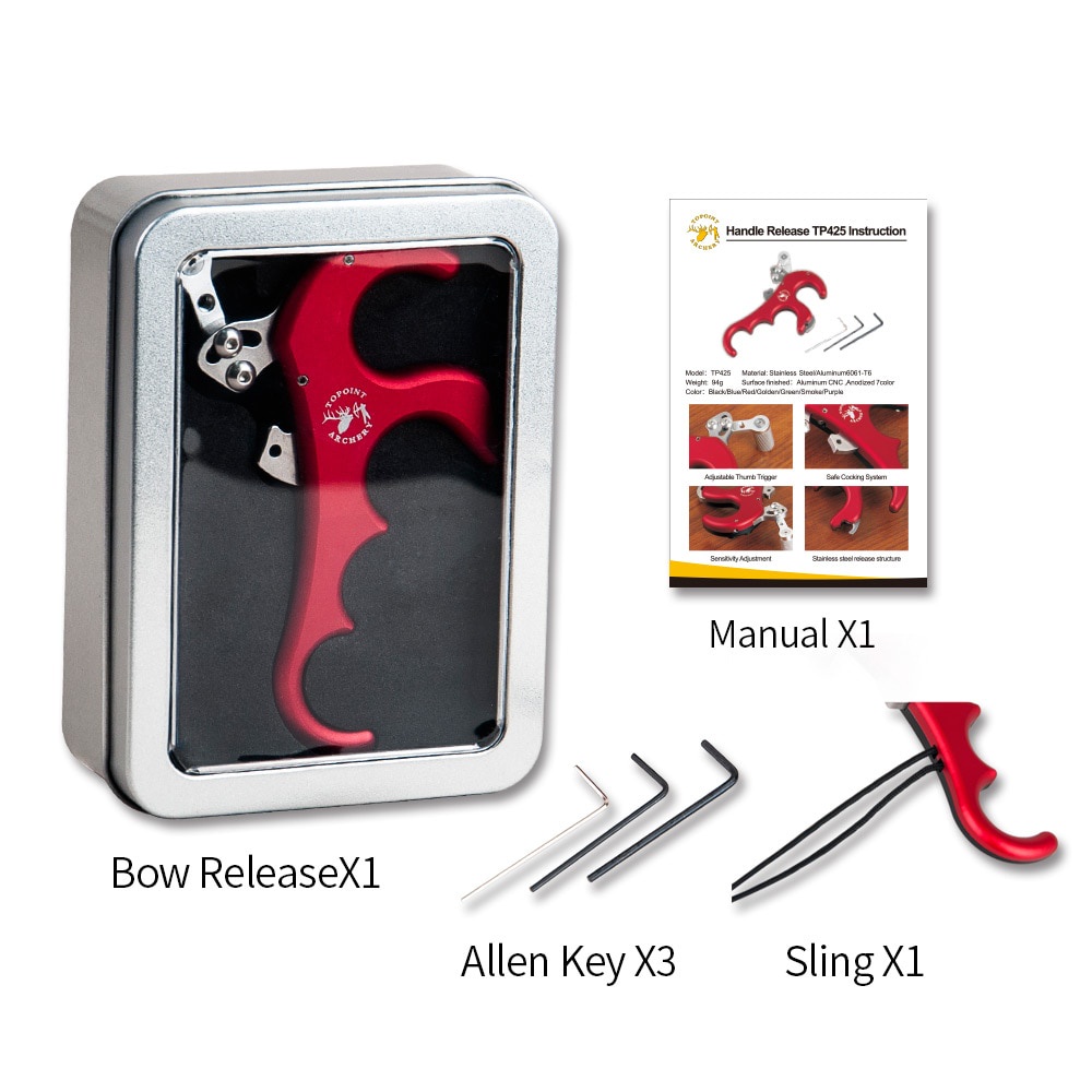Topoint  bow release 4Finger release อลูมิเนียม Release Aid ยิงธนูอัตโนมัติ Caliper Release สำหรับเป