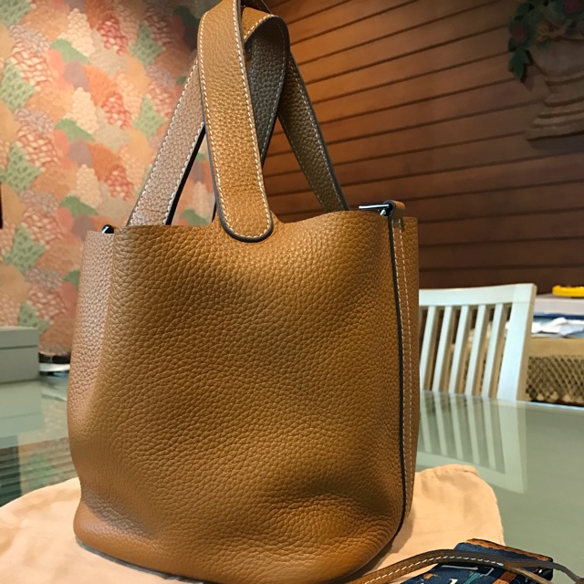 ❌SOLD❌ขายเทค่ะ!!! Picotin original leather 18cm. (Brown) กระเป๋าไม่มีแบรนด์ หนังแท้ ใหม่มากค่ะ ขายเท 1,200