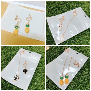 “พร้อมส่ง”ต่างหูหนีบสับปะรด&amp;แมวน้อยน่ารัก